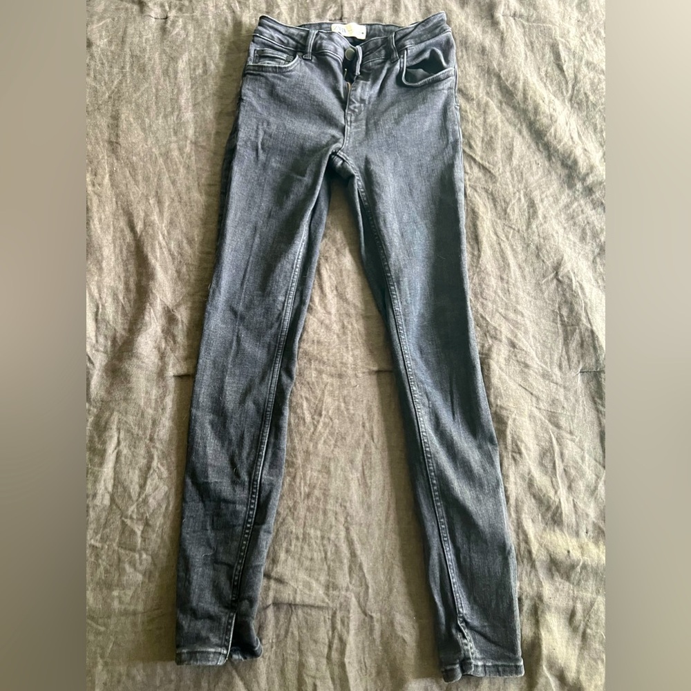 Zara Black Skinny Jeans with Split Hem